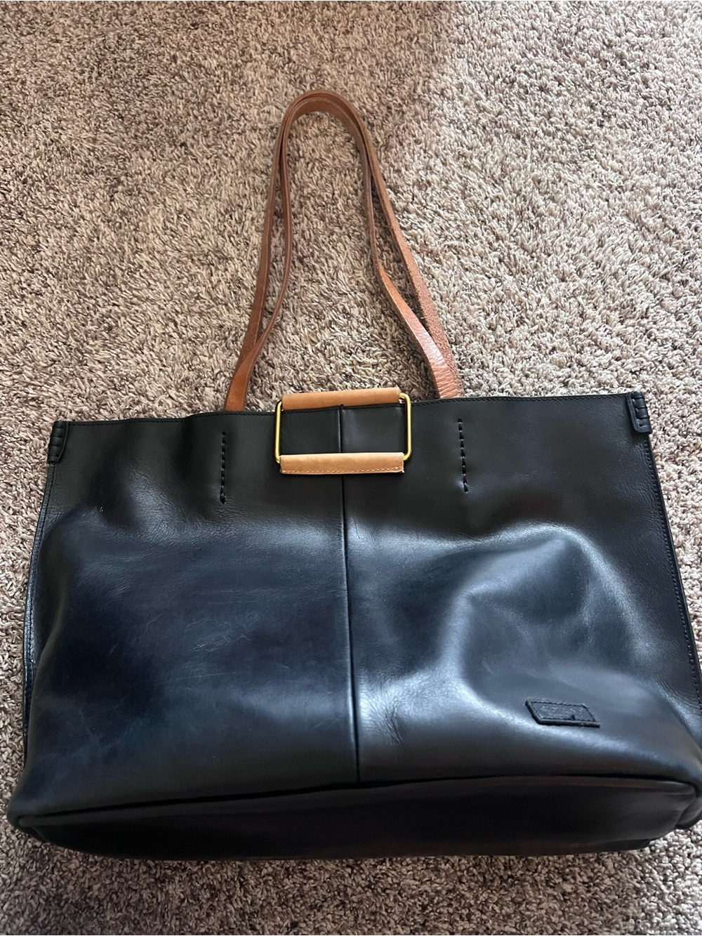 Old Trend ECO Black Genuine Leather Oversized Tote Shoulder Bag